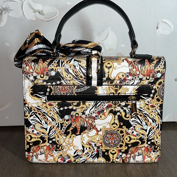 Aldo Caiillaa Baroque and Tiger Print Satchel Handbag - Picture 3 of 9